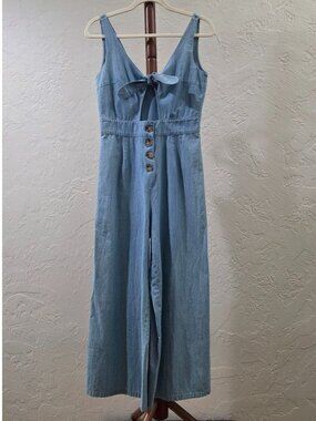 Summer Chambray Tie-Front Jumpsuit